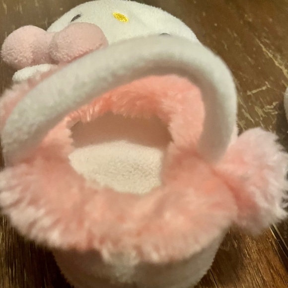 HK Hello Kitty Sanrio Fleece Ballet Shoes Slippers Bow Pink Fur Toddler Baby 7-9 - Picture 3 of 5